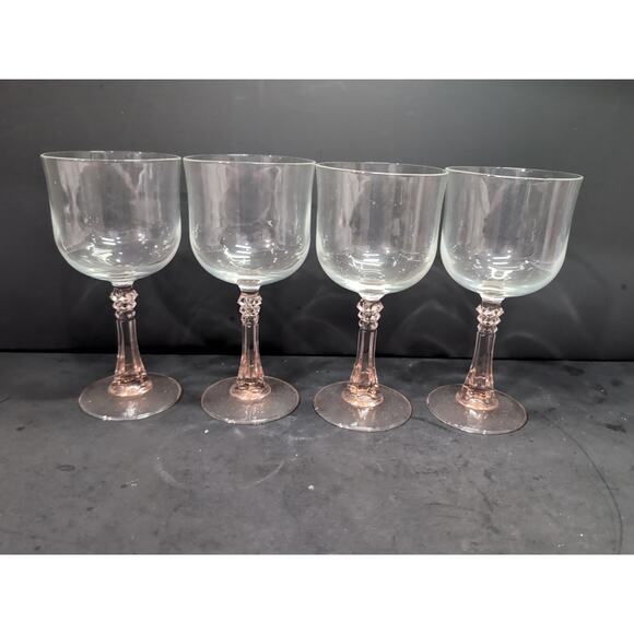 Cristal D'Arques Durand Blush Pink Wine Glasses, French Stemware, Set of 4, 8 Oz - Picture 1 of 9